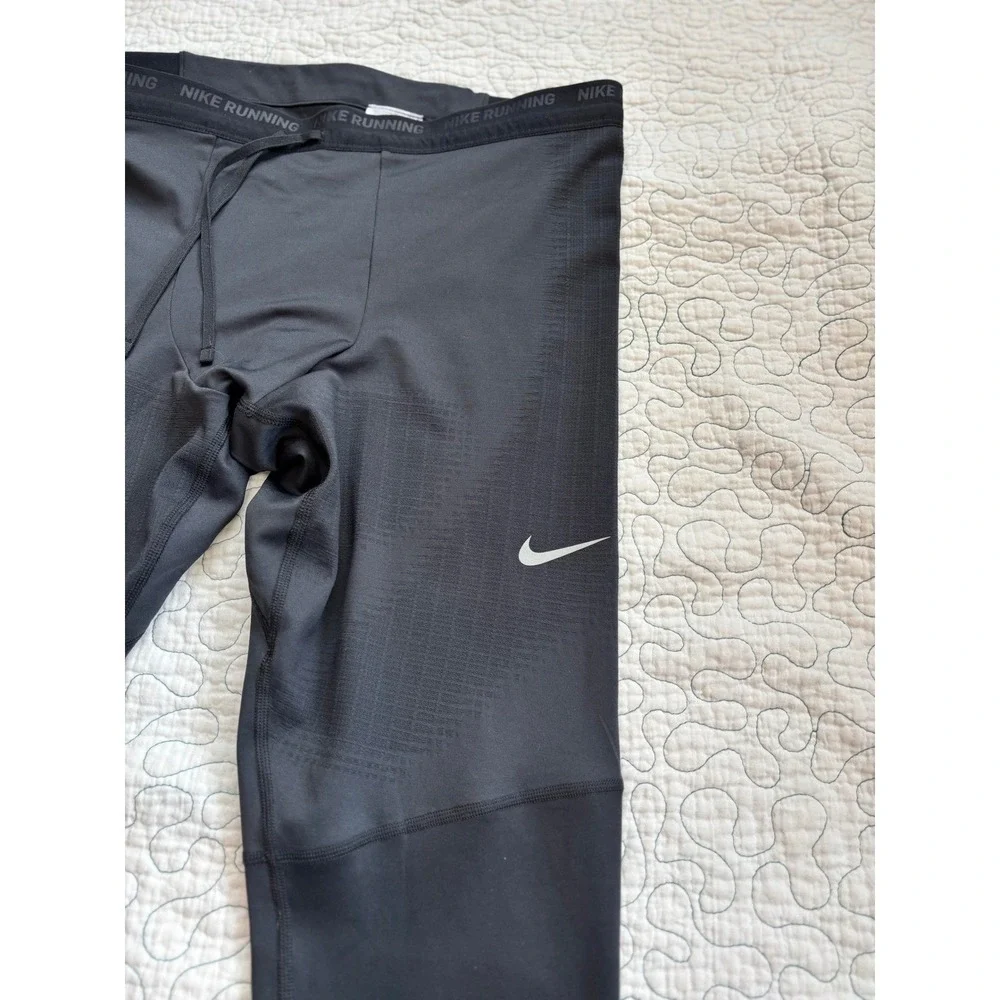 Nike Dri-FIT Mens Running Pants Black Tight Fit‎ Training Size XL #617